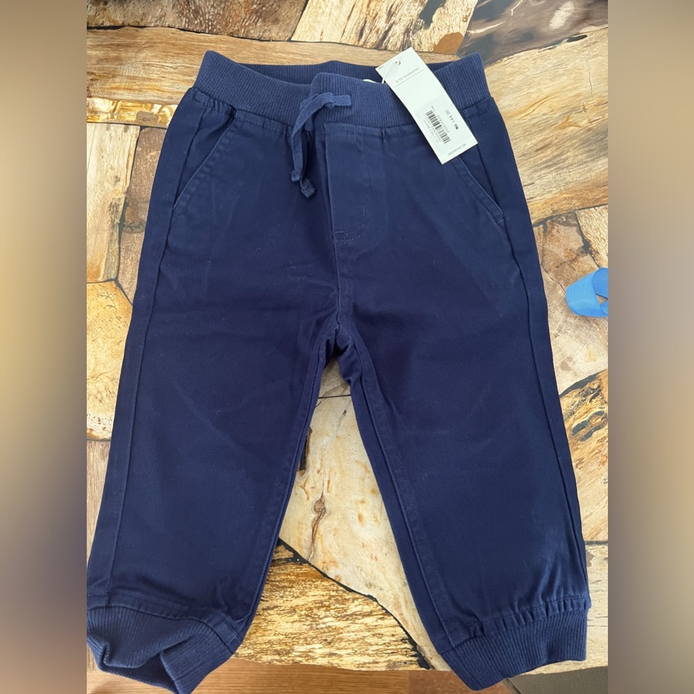 Janie & Jack pants 12-18 months classic twill jogger navy NWT
